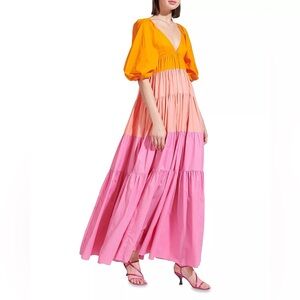 STAUD Orange and Pink Maxi Dress